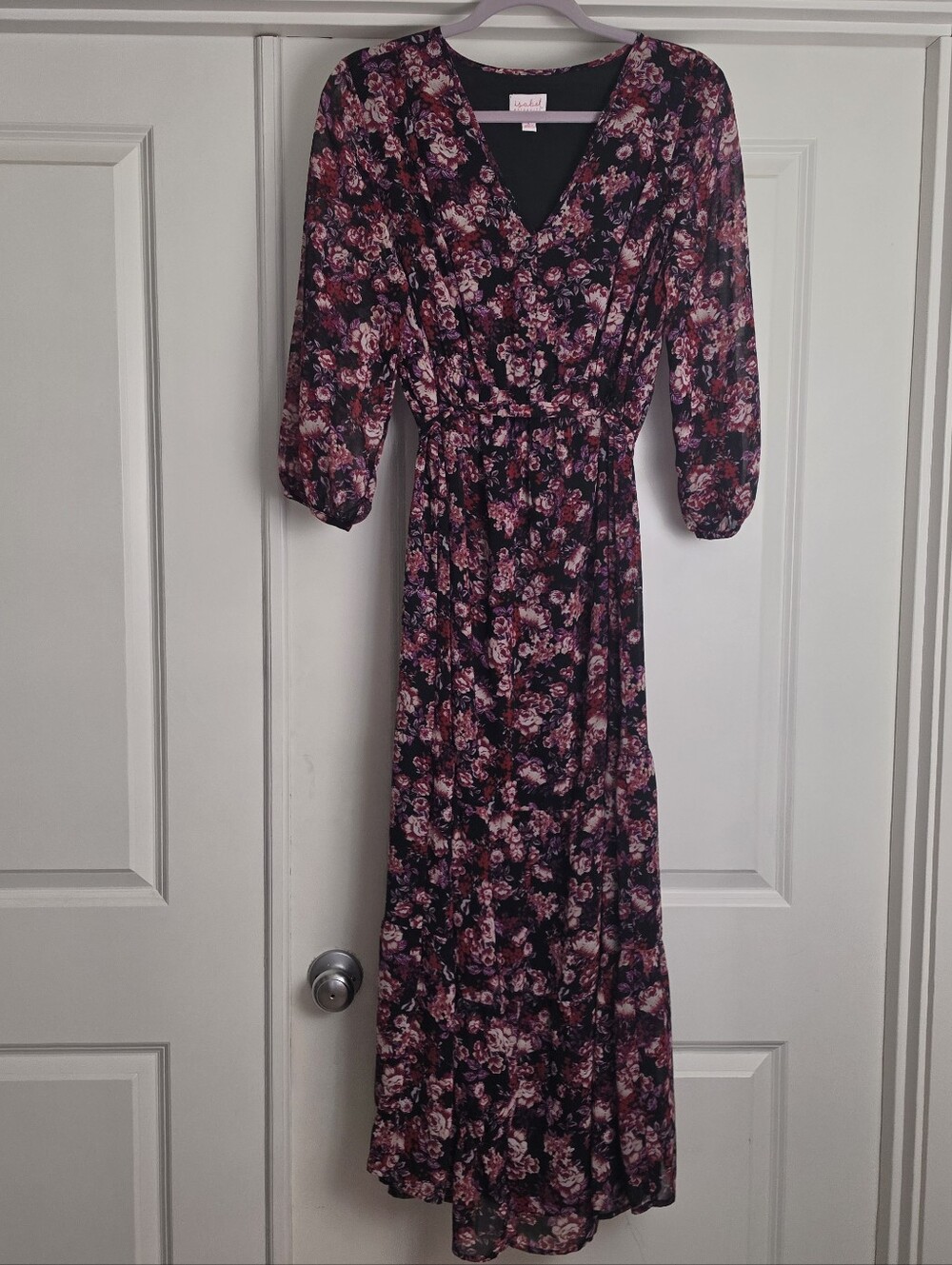 Floral Wrap Maxi Dress in Dark Floral - Isabel Maternity